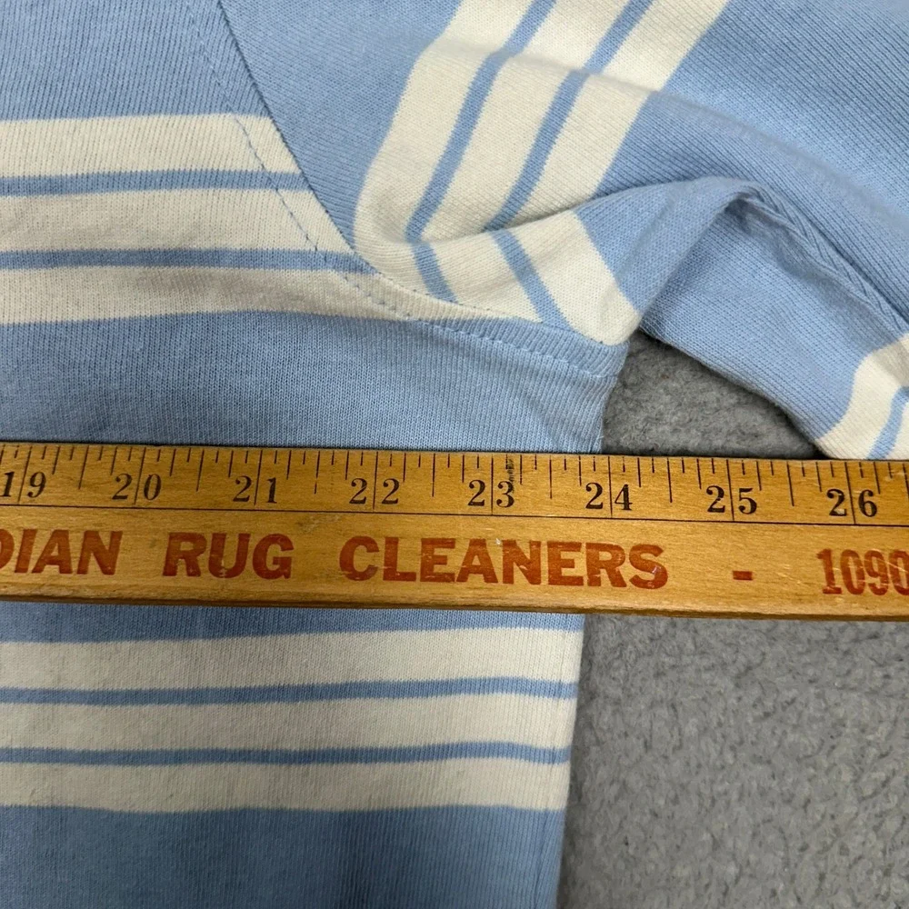 NEW Levis Rugby Shirt Mens Large Relaxed Light Blue White Striped Long Sleeve